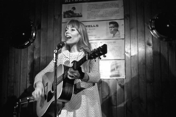 Joni Mitchell performing at The Riverboat Coffee House April 19, 1968. Photo by Dennis Robinson/The Globe and Mail 