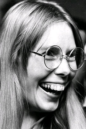 Joni laughing before her performance.  Photo by Fred Ross. 