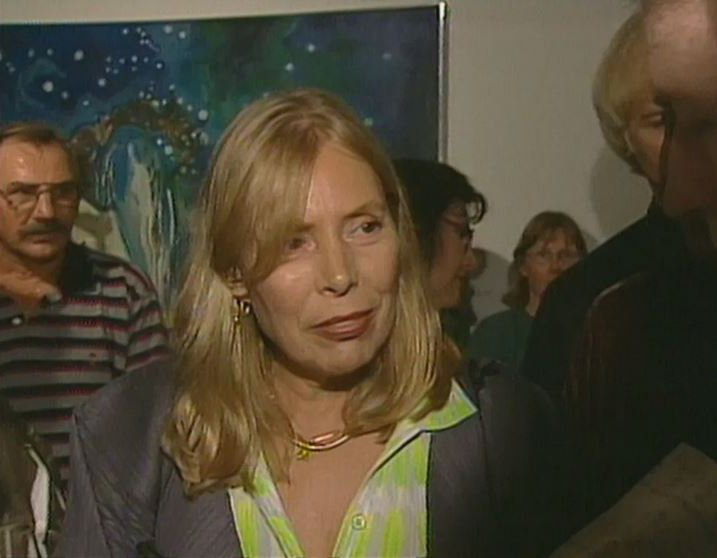 Joni Mitchell greets fans at the opening of an exhibit of her paintings and photographs at the Mendel Gallery in Saskatoon,  (CBC Archives/Saturday Report) [Siquomb]