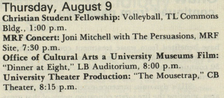 Observer Newsletter (SIU Edwardsville)<br>
August 2, 1979, Number 27<br>
August 6-12 Calendar


