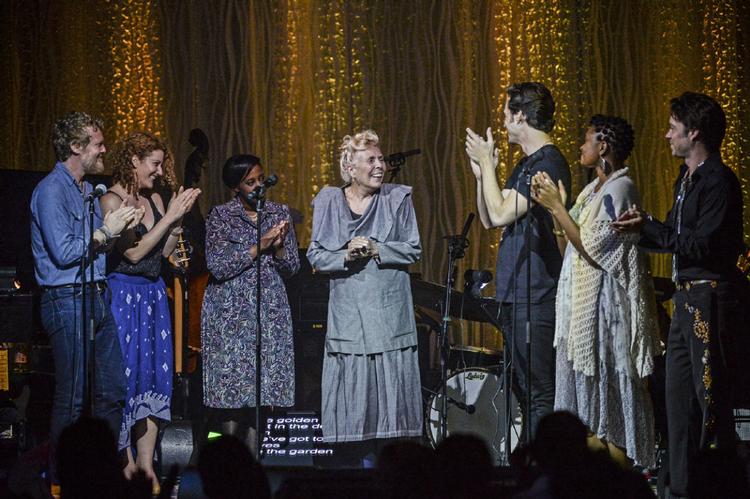 Joni Mitchell is applauded on stage at Toronto's Massey Hall with guests, during Luminato's "Joni: A Portrait in Song - A Birthday Happening Live at Massey Hall". June 18, 2013. TARA WALTON / TORONTO STAR 